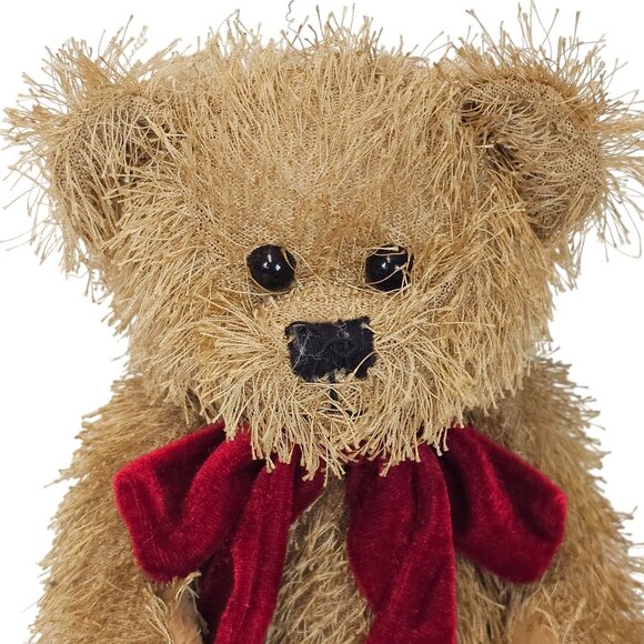 VTG Plush Teddy Bear Red Velvet Bow Cute Soft Kids Baby Gift Toy Birthday - Picture 3 of 13